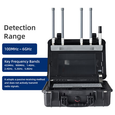 Analyseur de spectre portable à large bande 100 MHz-6 GHz, détecteur de drones, détection FPV et UAV numérique avec instantané vidéo en temps réel, localisateur de signal RF 5 km pour la sécurité des prisons et des aéroports